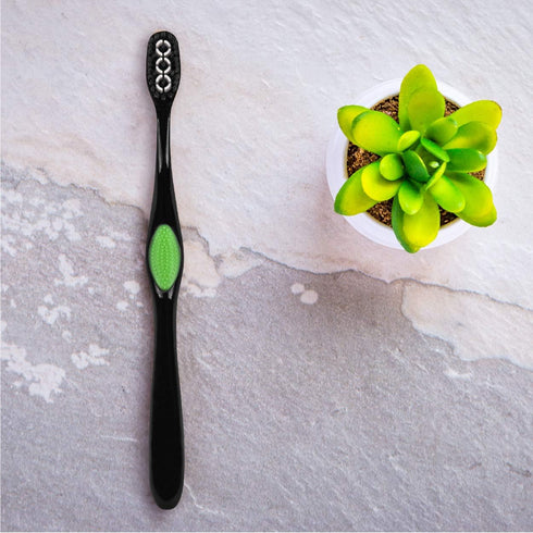 Charcoal Whitening Soft Brushes 4ct with 80 Count Charcoal Floss Picks...