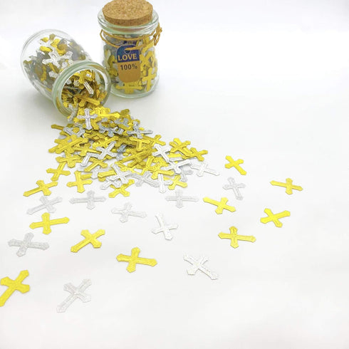 Cross Confetti | Glitter Confetti Sprinkles for Xmas Bridal Baptism Thanksgiving Memorial Day Festival Decorations | Metallic Foil | 45g 1.6OZ 100...