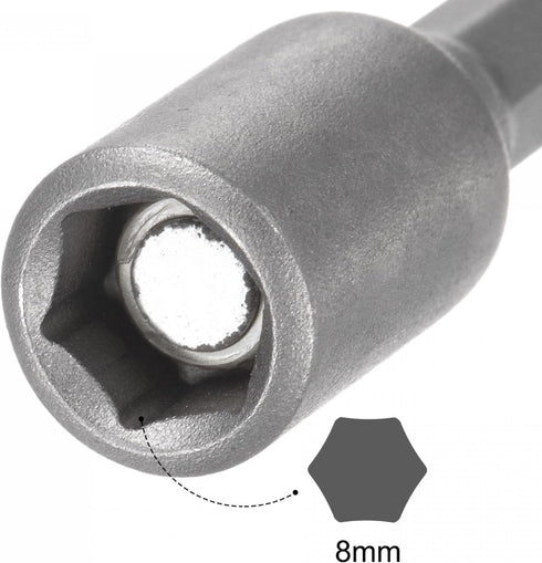 uxcell Quick-Change Nut Driver Bit, 1/4" Hex Shank 8mm Magnetic Nut Setter Drill Bits, 1.89" Length, Metric 2 Pcs...