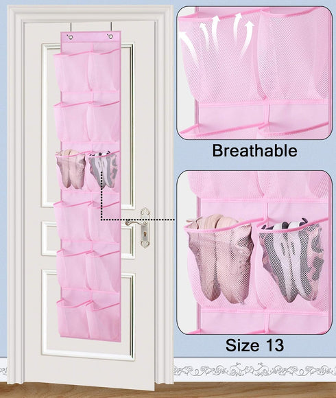 MISSLO Kids Over the Door Shoe Organizer Baby Hanging Shoe Rack Narrow Closet Storage bags with 12 Mesh Pockets for Girl Women Men Toddler Nursery...