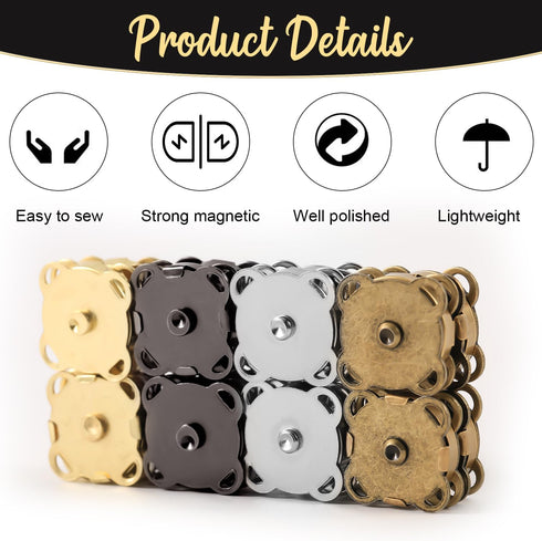 40 Sets Magnetic Snap Buttons, 14mm Plum Magnetic Snap Closures Fastener Sewing on Magnetic Clasps Button for Purses Bags Clothes Handbags Leather...