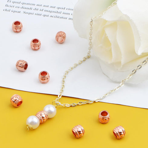 100pcs Alloy Round Column Spacer Beads European Large Hole Tube Loose Beads Bulk Metal Spacers Craft Supplies for DIY Bracelete Earrings Jewelry M...