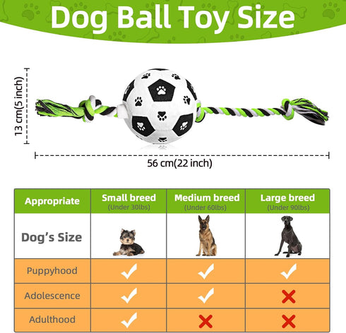 Dog Balls on Rope, Dog Soccer Ball with Strap, Tug of War Soccer Ball for Dogs, Outdoor Dog Toys, Dog Plush Toys for Small Medium Dogs, Dog Birthd...