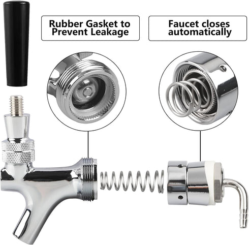 PERA Draft Beer keg Faucet Chrome Plating Tower Tap dispenser beer shank faucet Shank Tap Kit For homebrew kegerator keg kegging...