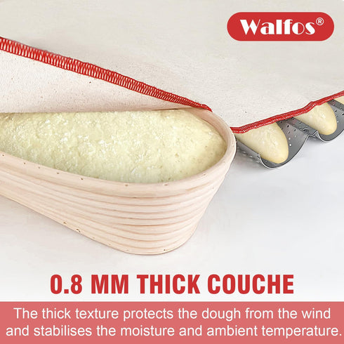 Walfos Bakers Couche and Proofing Cloth, 2PCS?29" X 17" ? Cotton Fabric for Bread Dough Baking Shaping Tool for Baguettes, Loaves and Ciabatta...