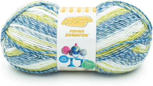 Lion Brand Yarn Ice Cream Roving Stripes Yarn, Razzles, 1 Count (Pack of 1)...