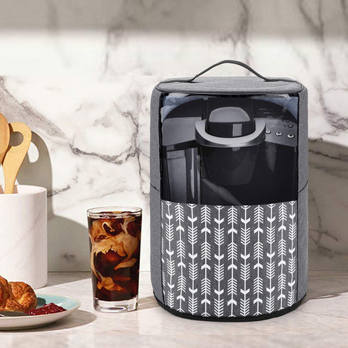 Yarwo Coffee Maker Dust Cover Compatible with Keurig K-Classic and K-Select, Visible Coffee Machine Cover with Pockets and Top Handle, Gray with A...