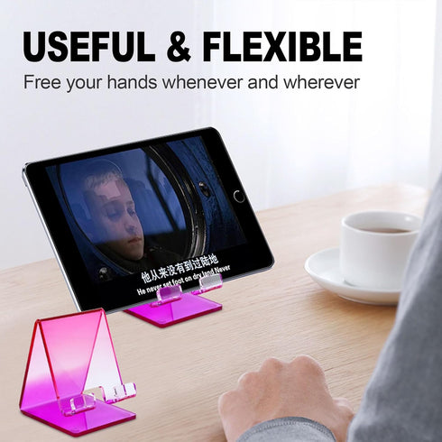 Acrylic Cell Phone Stand, Portable Phone Holder for Desk Universal Stand Holder with Non-Slip Dock for Home Kitchen Office Bathroom (Purple)...