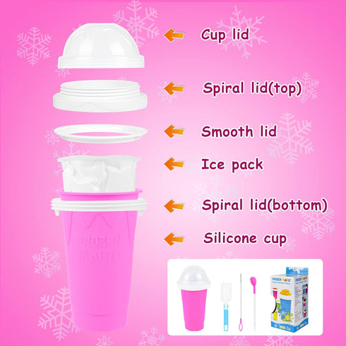 DIY Slushy Maker Cup - TIK TOK Magic Slushie Maker Squeeze Cup, Quick Frozen Cooling Smoothie Pinch Cup, Double Layer Squeeze Cup Slushy Maker, Po...