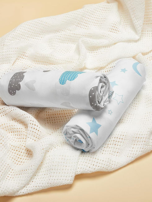 TILLYOU Baby Crib Sheets for Boys Girls, Super Soft Toddler Bed Sheets, 2 Pack Sheets for Standard Crib Mattress 28x52in, Blue Clouds and Stars...