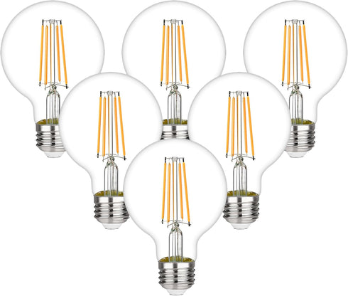 KGC LED Edison Globe Light Bulbs, Neutral White 4000K CRI 90, LED Filament Light Bulb, 6W Equivalent to 60W 700LM, G25(G80) Dimmable, Clear Glass ...