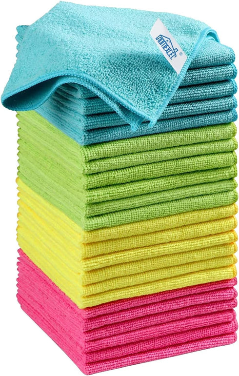 HOMEXCEL Microfiber Cleaning Cloth,24Pack Cleaning Rag,Cleaning Towels with 4 Color Assorted,11.5"X11.5"(Green/Blue/Yellow/Pink)...