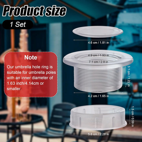 Parasol Umbrella Hole Ring Plug and Cap Set, ABS Plastic Thickened Patio Table Umbrella Hole Insert Umbrella Table Ring for Outdoor Garden Patio Y...