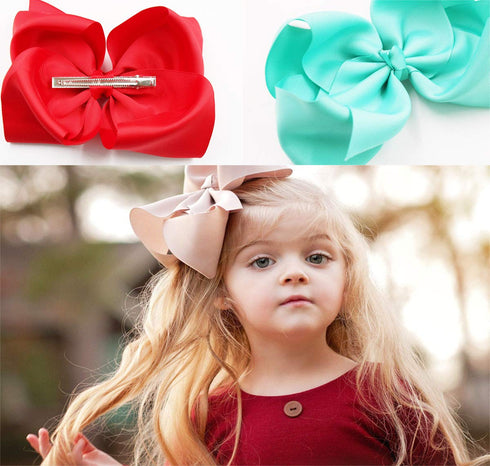 DeD 20 Pcs 8" Hair Bows Clips Boutique Grosgrain Ribbon Big Large Bows Alligator Hair Accessories For Baby Girls Teens Kids...