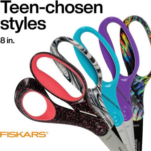 Fiskars 8" Teen Scissors for Ages 15+ - Scissors for School or Crafting - Back to School Supplies - Blue...