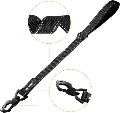 OneTigris BOLT Short Traffic Dog Leash for Small Medium Large Dogs(Black,M)...
