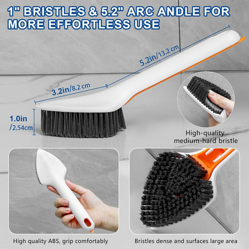 Scrub Brush for Cleaning with Long Handle, Multifunctional 3 in 1 Medium Stiff Cleaning Brush, Household Cleaning Brush for Bathroom, Kitchen, Bat...