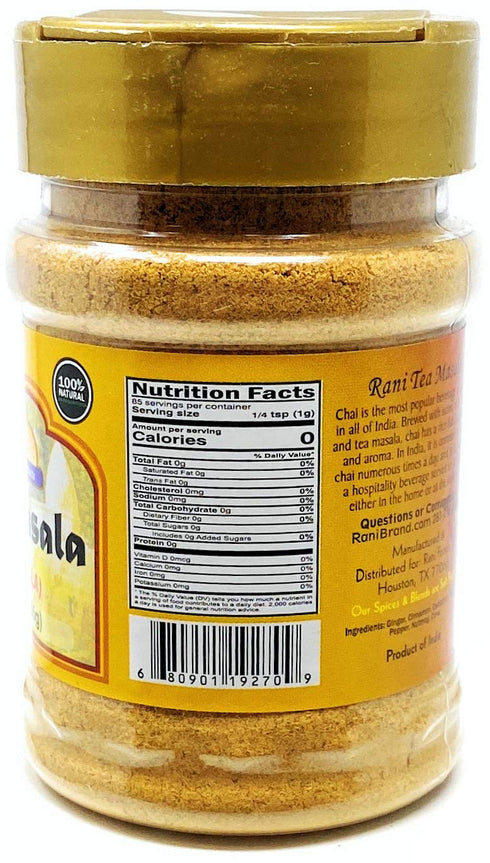 Rani Tea (Chai) Masala Indian Spice Blend 3oz (85g) PET Jar ~ All Natural | Vegan | Gluten Friendly | Salt & Sugar Free | NON-GMO | No Colors | In...