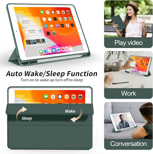 Aoub Case for iPad 6th Generation 2018/iPad 5th Generation 2017 9.7 inch, with Pencil Holder, Auto Sleep/Wake, Soft TPU Back Slim Lightweight Trif...