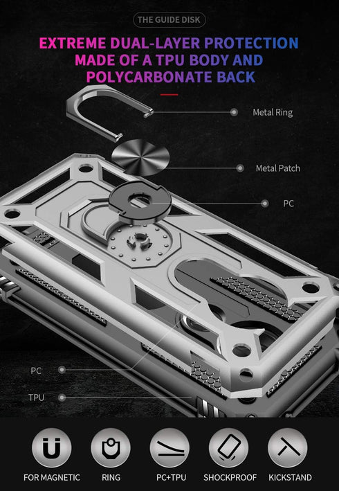 Military Grade Drop Impact for Motorola Moto G7 Play Case 360 Metal Rotating Ring Kickstand Holder Magnetic Car Mount Armor Shockproof for Moto G7...