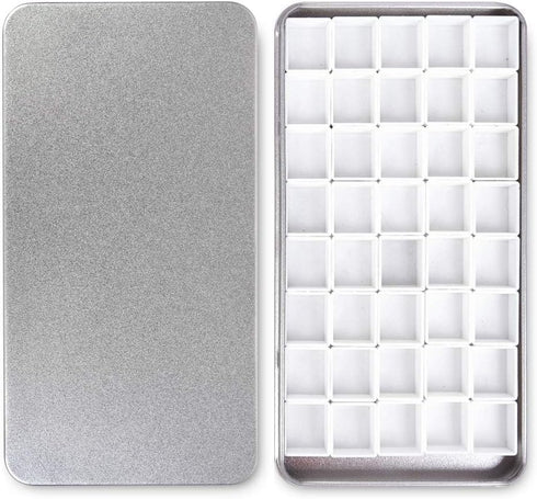 40Pcs Empty Half Pans with Magnetic Stripe Watercolor Paint Travel Tin Palette Case, Artist Paints Kits for DIY Watercolor Oils or Acrylics Painti...