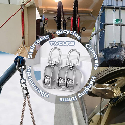 Pulley 304 Stainless Steel Single Pulley Block M20 Small Heavy Duty Swivel Bearing Pulley System for Rigging, Lifting, Cargo Transportation,Gym Eq...
