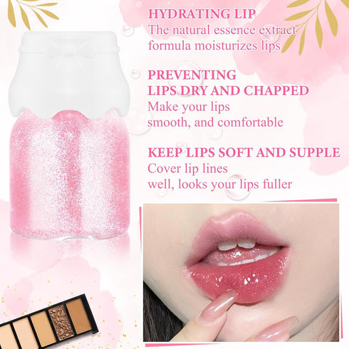 Fruit Flavored Lip Gloss Pearlised Lip Balm Clear Lip Gloss Glow Recipe & Long Lasting Hydrating Tinted Lip Pearlescent Plumping Lip Oil Cute Mini...