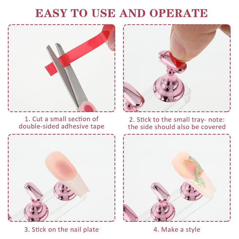 Qianyu 10 Pieces Nail Art Practice Stand Set 2 Acrylic Base Alloy Nail Tips Holders Training Fingernail Display Stands For Press On Reusable Putty...
