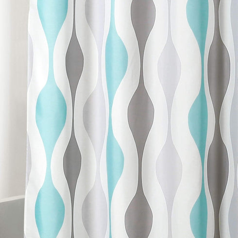 Lush Decor Mid Century Geo Shower Curtain, 72" x 72", Blue & Gray...