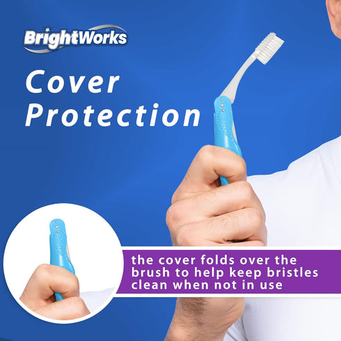 Folding Travel Toothbrush (6 Total, 3 Sets of 2) with Built-in Cover. Portable with Soft Bristles and Tongue Cleaner. for Camping, Hiking, Travel,...