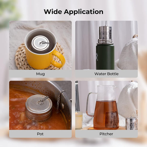 2 Pack Reinmoson Large Tea Infuser for Loose Tea & Spice Infuser for Cooking, Extra Fine Mesh Large Tea Strainers for Loose Tea, 304 Stainless Ste...