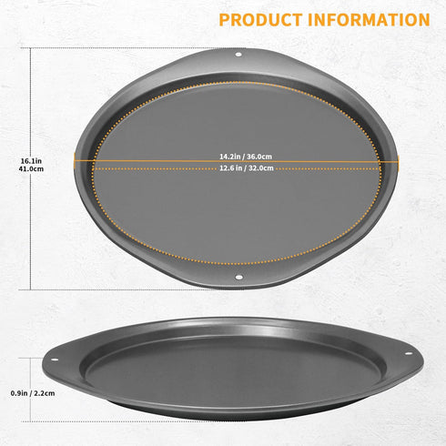 Pizza Pan - 14 Inch Nonstick Pizza Pan for Oven with Widen Handles for Cooking, Baking, and Grilling - Durable, Even Heating, Long-Lasting Kitchen...