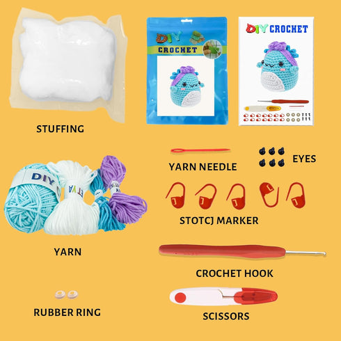 Terself Axolotl Crochet Kit for Beginners: 1PCS Crochet Animal Kits for Kids & Adults, Learn to Crocheting Starter Kit with Written Pattern & Vide...