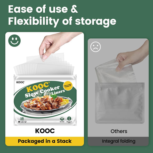 KOOC Slow Cooker Liners 11"x17" 30 count Middle Size Disposable Pot Liners Cooking Bags Fit 3 qt to 4 qt Pot BPA Free Fresh Locking Seal Design...