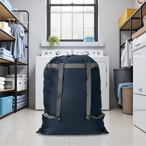 Laundry Bag Backpack, 27” x 34”Sturdy Laundry Bag with Shoulder Straps Drawstring Closure Heavy Duty Foldable Laundry Backpack for College, Travel...