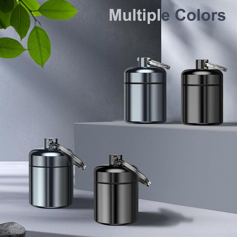 2 Pack Mini Pill Case Small Pill Holder Keychain for Purse - Portable Travel Pill Container Keychain, Waterproof Metal Daily Pill Box Organizer fo...
