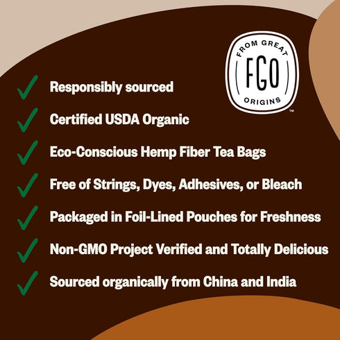 FGO Organic Chai Tea, 100 Count, Eco-Conscious Tea Bags, Resealable Bag, Packaging May Vary (Pack of 1)...