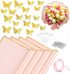 ROADPLUM 20 Sheets Flower Wrapping Paper, Pink Floral Wrapping Paper Bouquet Kit with 100 Pcs Diamond Bouquet Pins 60 Pcs 3D Gold Butterflies 1Rol...