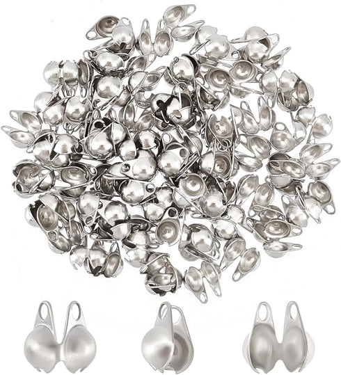 PH PandaHall 100pcs Stainless Steel Cord Ends Open Clamshell Crimp Bead Tips Knot Covers End Caps Jewelry Findings for Bracelet Necklace Making DI...