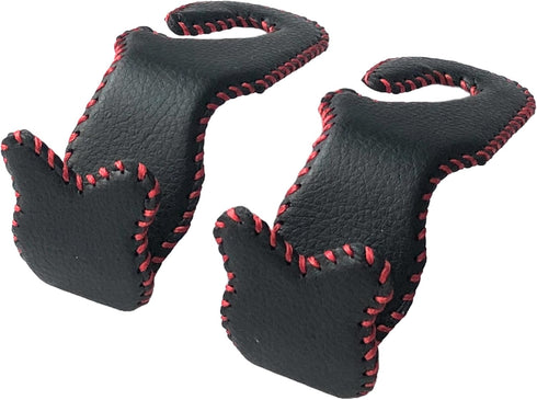 Car Hooks for Purses and Bags Cute Leather (2 pcs, Black with Red Edge) Cat Shape Car Essentials for Women Interior Cute Car Accessories Cute Aest...