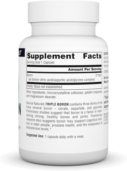 Source Naturals, Triple Boron, Three Forms for Optimal Bioavailibilty*, 3mg - 100 capsules...