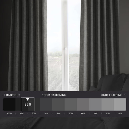 HPD Half Price Drapes - Faux Linen Curtains for Living Room (1 Panel) - 50W X 84L - Textured Room Darkening Curtains for Bedroom 84 Inches Long - ...