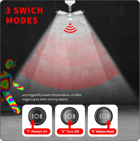 Motion Sensor Garage Light, 80W Motion Sensor Light Indoor,Deformable Garage Light Ceiling LED,8000LM Super Bright Motion Activated LED Shop Light...