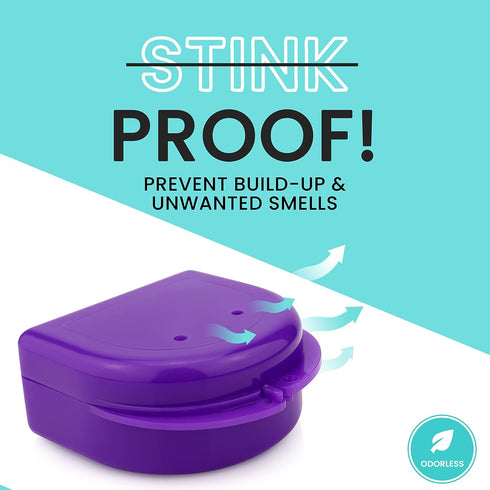 FRESH KNIGHT Retainer Case (2 Pack). Retainer Case with Vent Holes. Perfect for Denture, Mouth Guard, Aligner (Purple)...