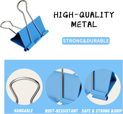 Mini Binder Clips and Paper Clips, Metal Paper Clamps Colourful Binder Clips Assorted Sizes...