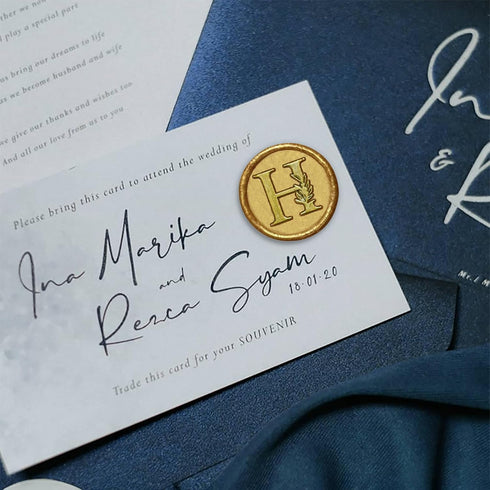 50Pcs Gold & Gold Wax Seal Stickers Handmade Vintage Botanical Leaves Adhesive Letter Wax Stickers for Wedding Party Invitations, Envelope, Gift W...