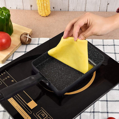 MyLifeUNIT Tamagoyaki Pan, Japanese Omelette Pan Nonstick with Silicone Spatula, Square Egg Pan 7 x 5 inches, Black...