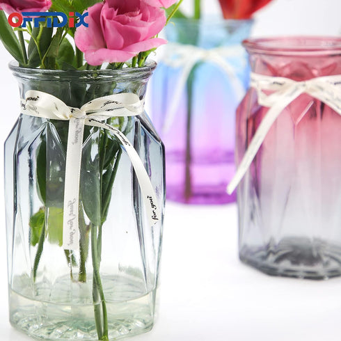 OFFIDIX Glass Vase, Geometric Faceted Design Flower Vase for Weddings, Events, Decorating, Arrangements, Office, or Home Decor...