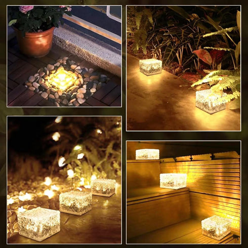 Solar Outdoor Lights Solar Brick Lights Waterproof 3 Pack Solar LED Landscape Lights Solar Ground Lights for Garden Courtyard Pathway,Christmas Fe...