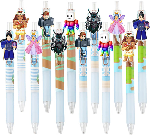 12pcs Game Mechanical Pencils 0.5mm, Removable Characters btw Gaming Scenes, Unique DIY Design, School Stationary Game Party Favors Gifts for Boys...